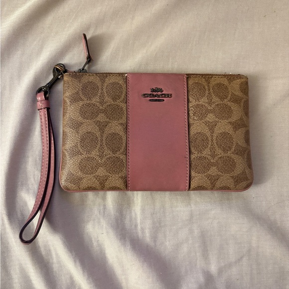 Coach Handbags - Pink and Brown Coach Wristlet